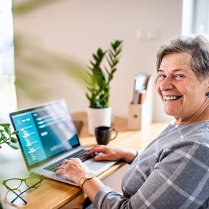 Woman using laptop