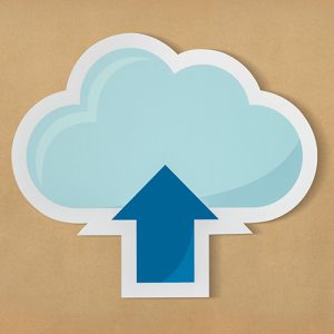 Up arrow pointing into cloud illustration