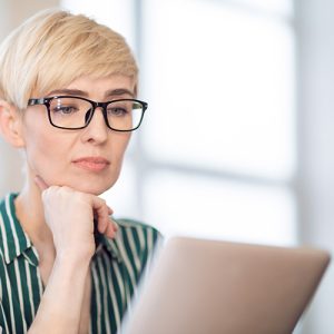 Woman using a laptop