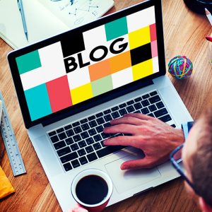 Person working on blog