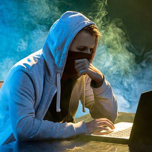 Hacker in a smoky room